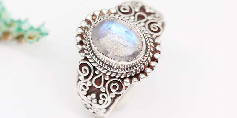 Piedra lunar adulara auténtica del anillo de LUNA AZURE barato baratos precio precios comprar oferta ofertas